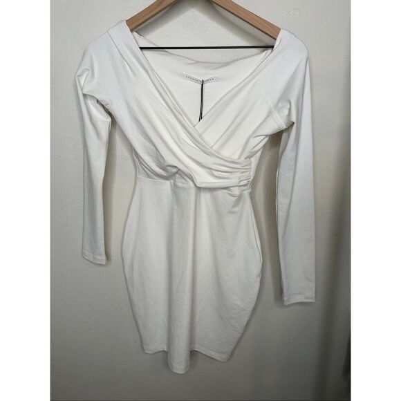 Susana Monaco Faux Wrap Off The Shoulder Bodycon Dress - Picture 2 of 5